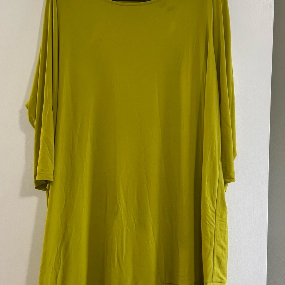 Susan Graver Green Oversized Tunic 3/4 Sleeve